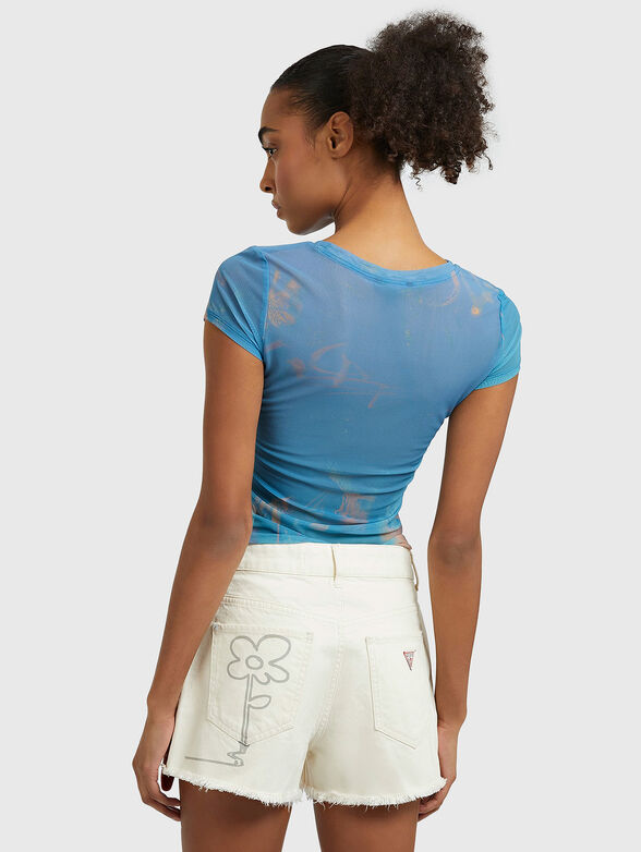 Blue T-shirt with print - 3