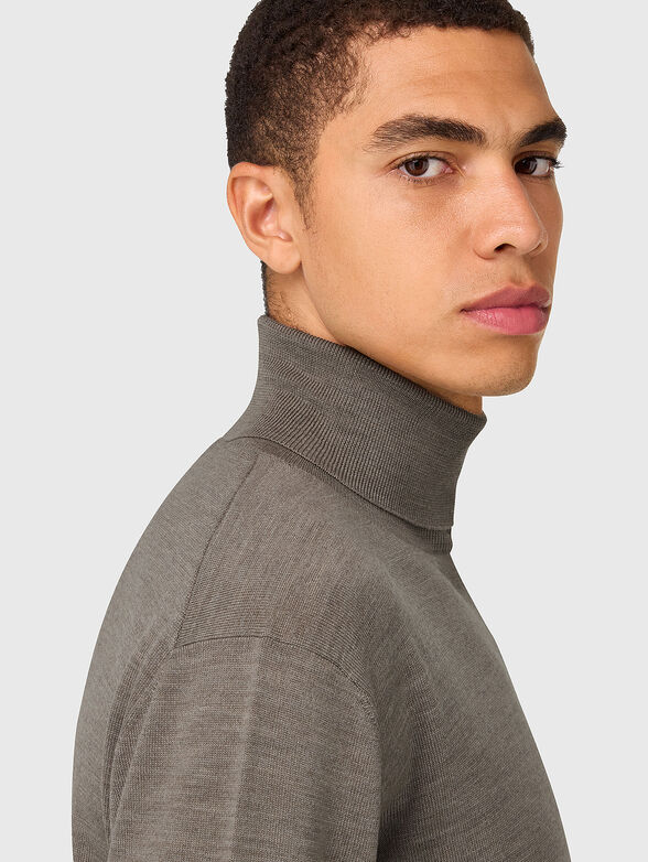 Wool sweater with polo collar  - 4