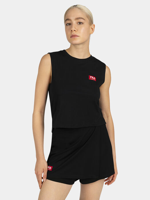 TAGGIA cropped top with contrasting logo detail