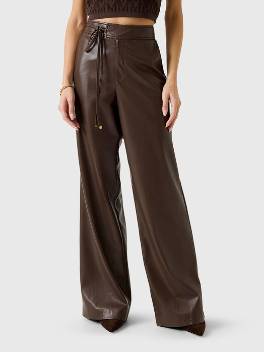 GLADYS faux leather wide leg trousers