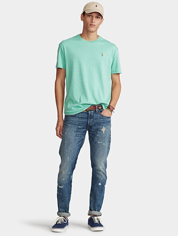 Green T-shirt with embroidered logo - 3