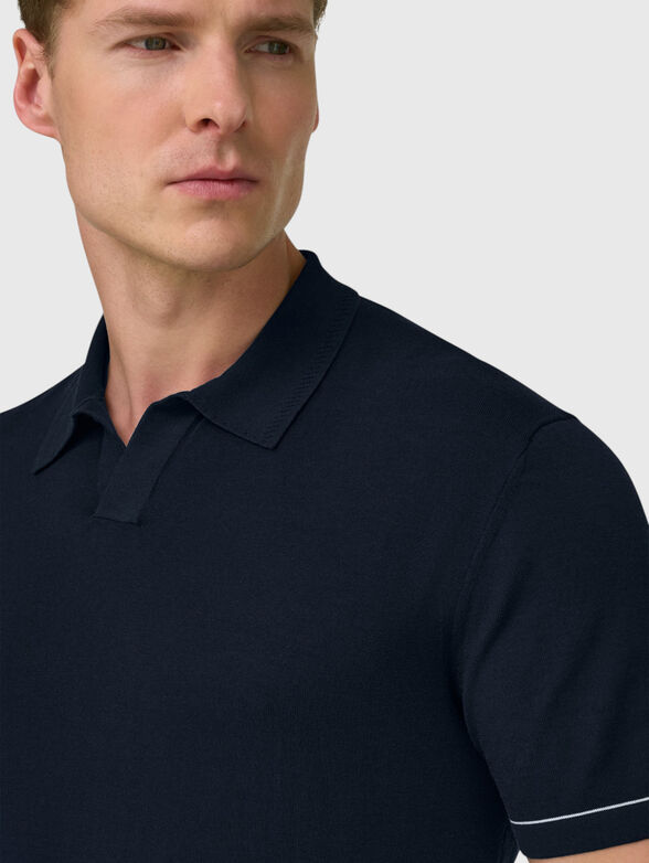 Dark blue cotton polo shirt - 4