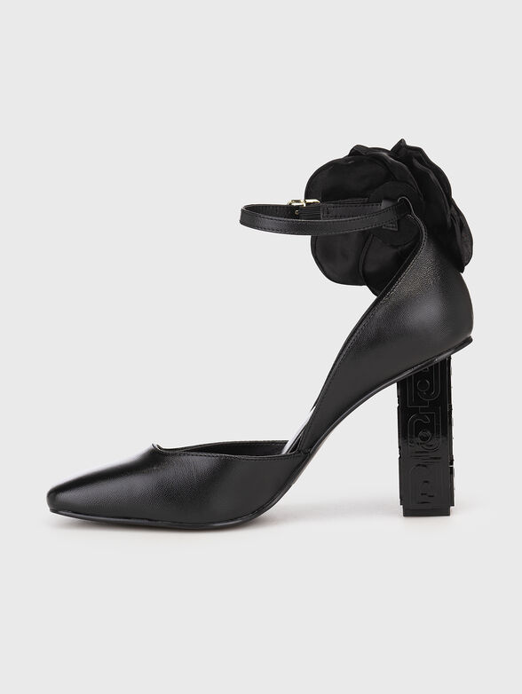 JENNIFER 11 black leather court shoes with flower detail - 4