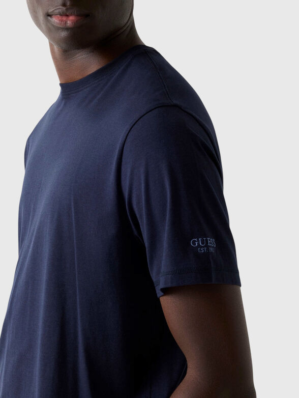 Dark blue cotton-blend T-shirt - 4