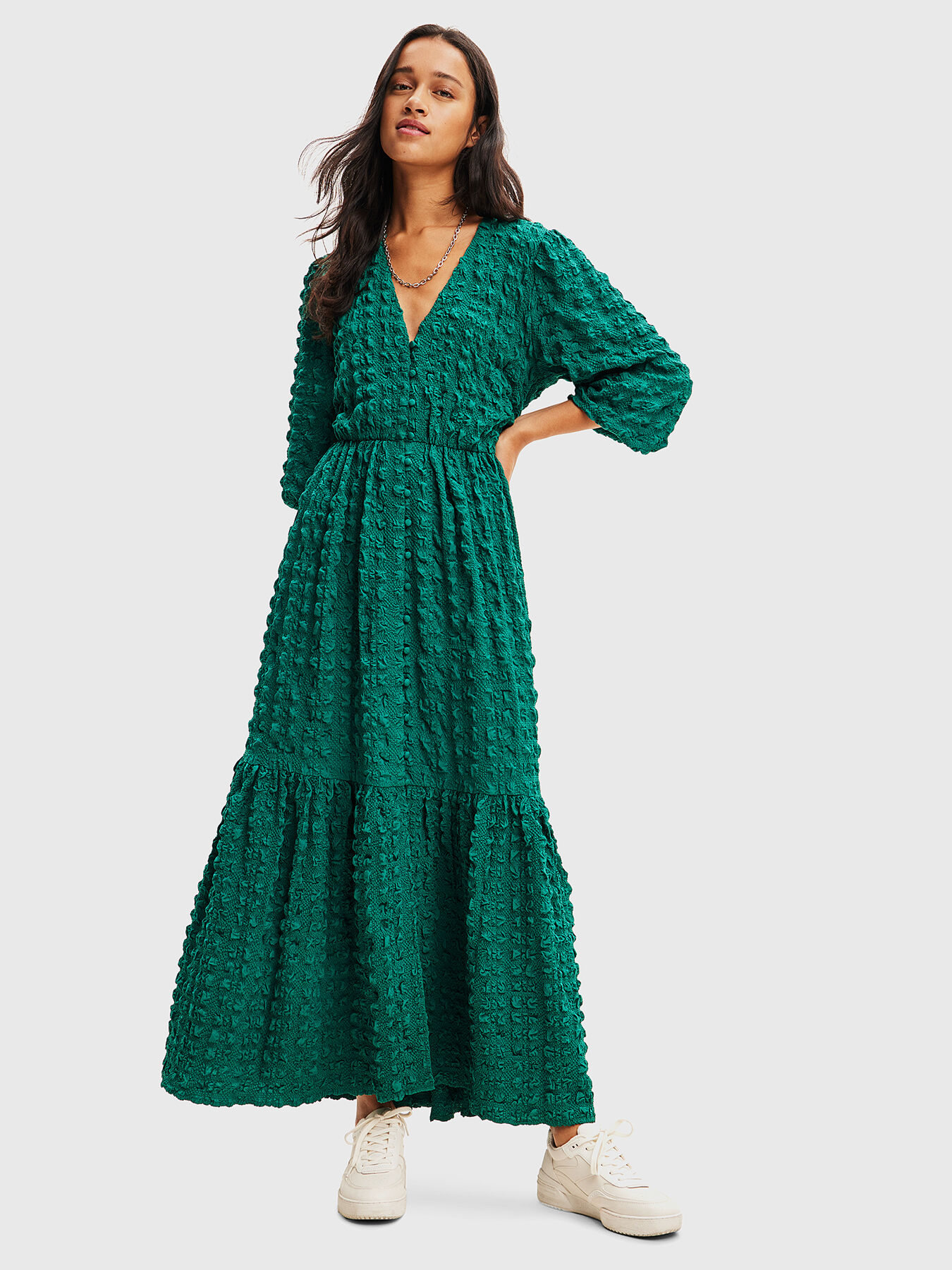 Long dress in green color brand DESIGUAL Globalbrandsstore en