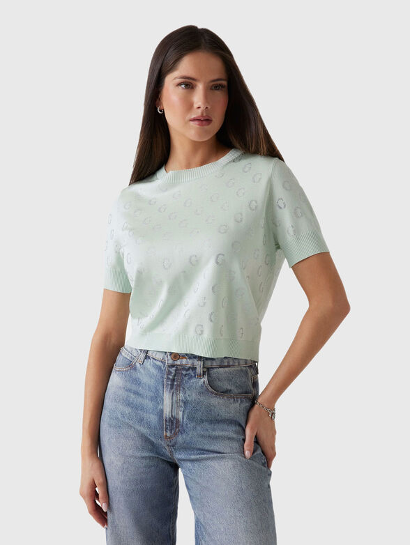 JASMINE cropped sweater with rhinestones - 1