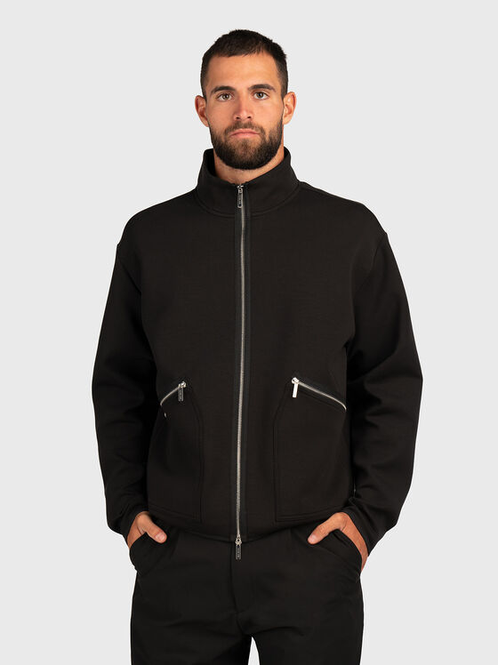 Черен суитшърт от памучен бленд - 1