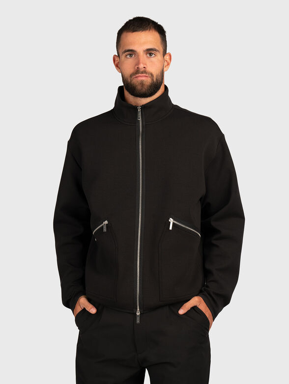 Cotton blend sweatshirt with zip - 1