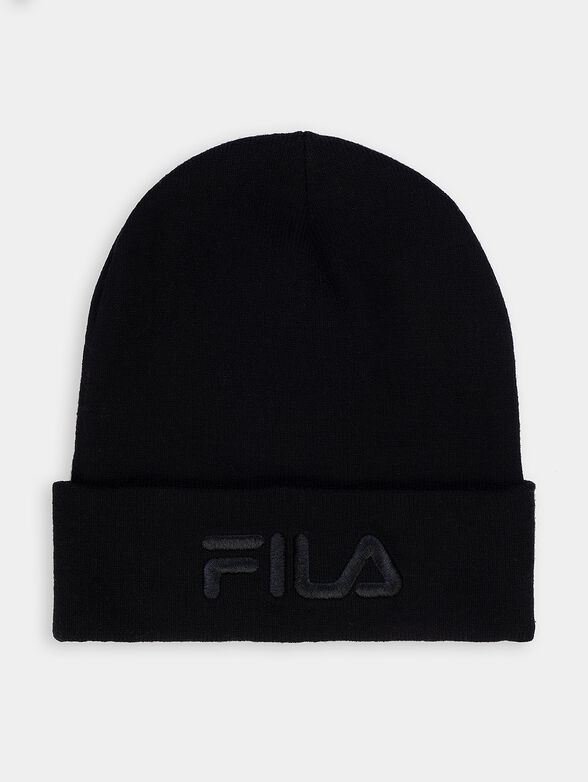SLOUCHY knitted black beanie with logo - 1