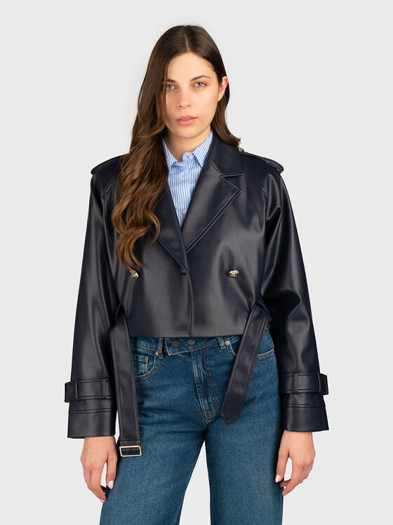 Яке със скъсена кройка и колан на талията - 1