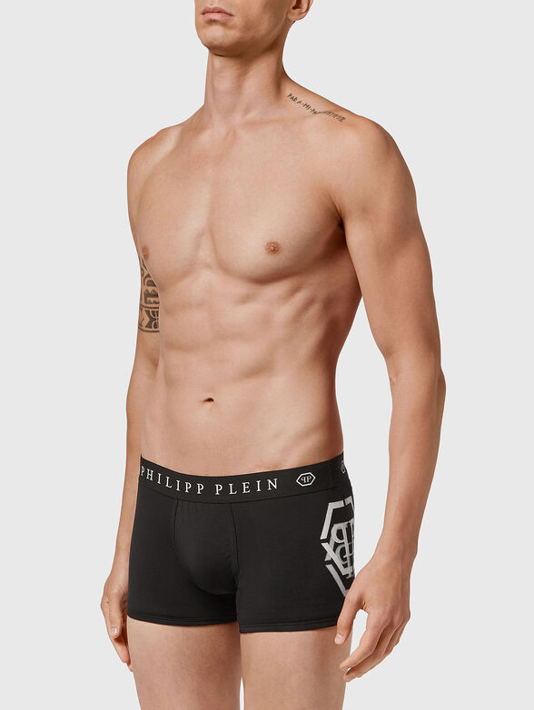 Black boxers with logo print - 0
