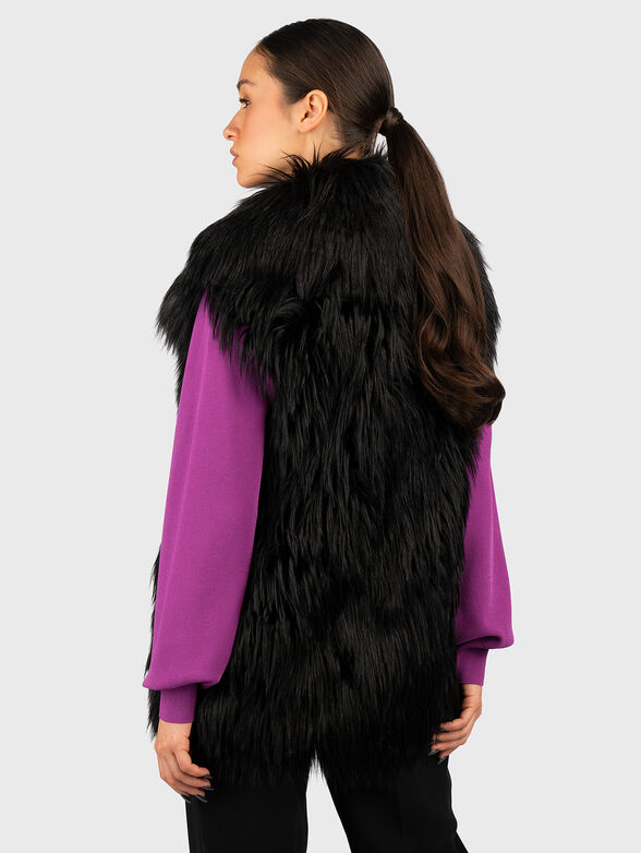 Black eco fur vest  - 3
