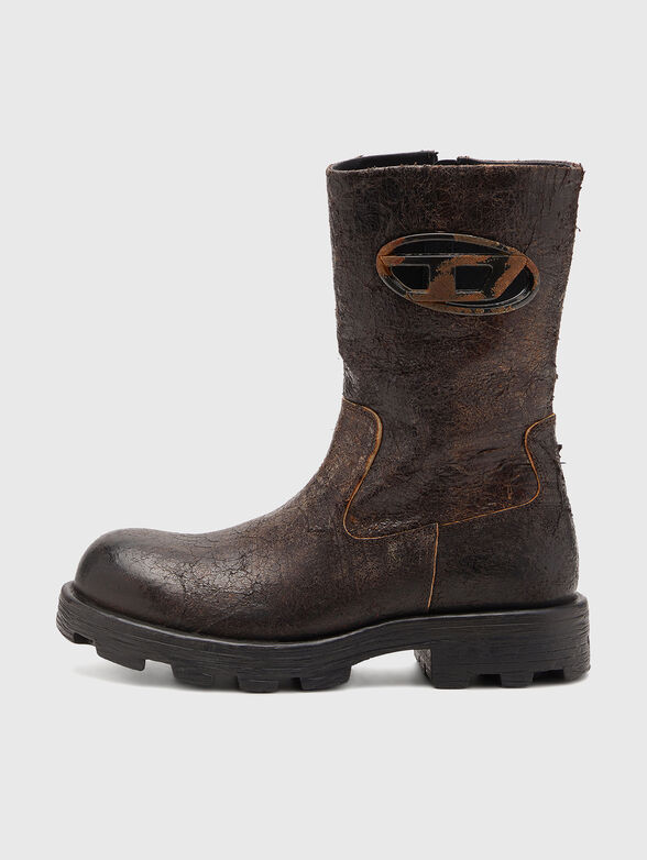 D-HAMMER biker boots in distressed crackled suede - 4