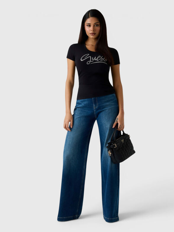 Black T-shirt with crystal appliqu&eacute;s - 2