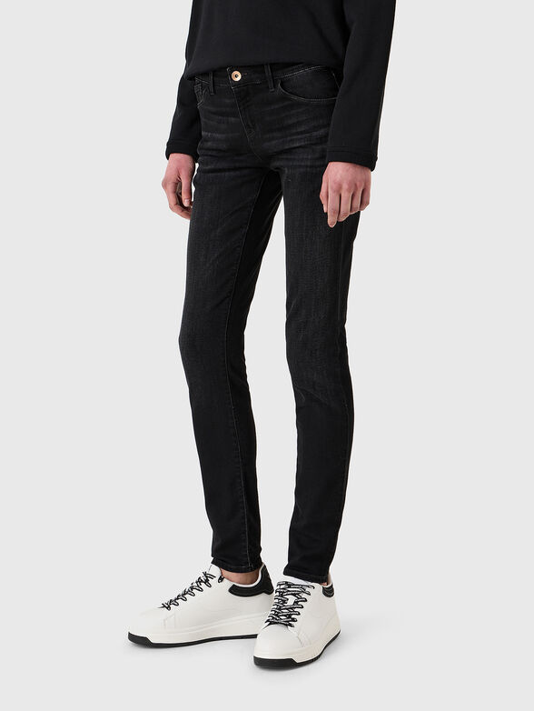Black jeans with embroidered logo - 1
