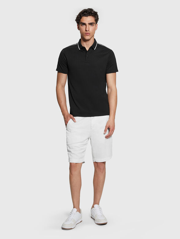 Black cotton polo shirt with details - 2