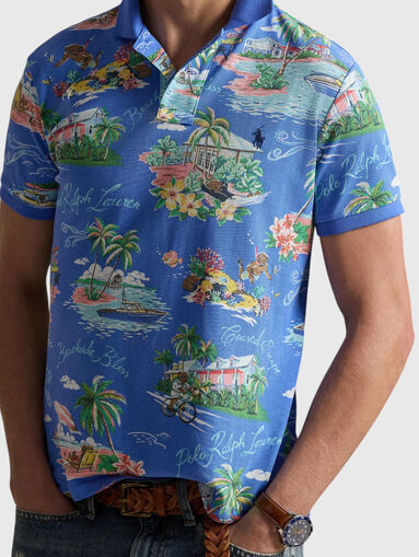 Cotton polo shirt with sea accents - 5