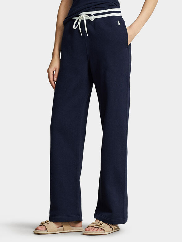 Blue trousers with logo embroidery - 1