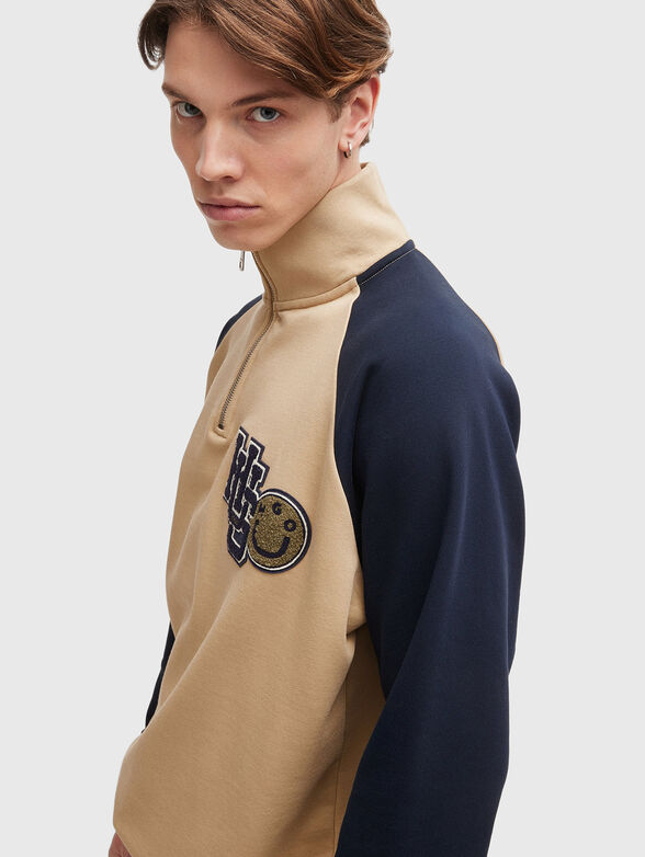 Cotton sweatshirt with logo patch - 4