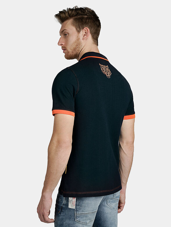 Dark blue polo-shirt with orange details - 6