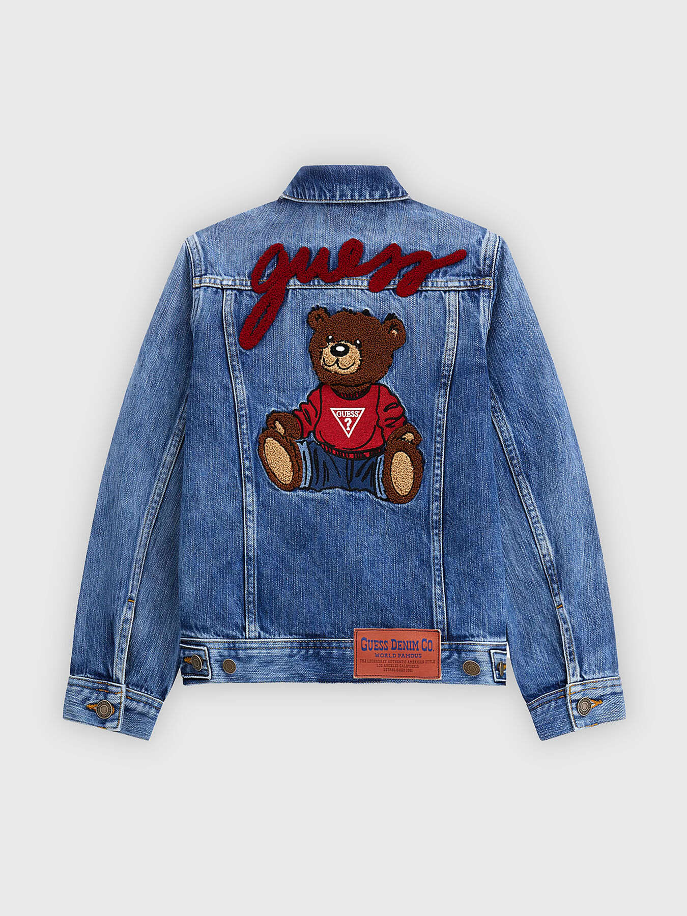 Denim jacket with logo embroidery brand GUESS