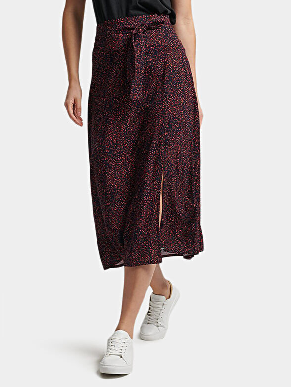 Midi skirt with floral print - 0