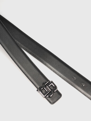 Leather belt with logo in black - 5