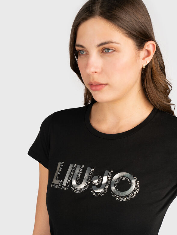 T-shirt with logo rhinestones - 4