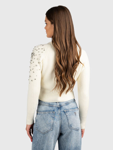 Cropped wool blend cardigan with rhinestones - 3