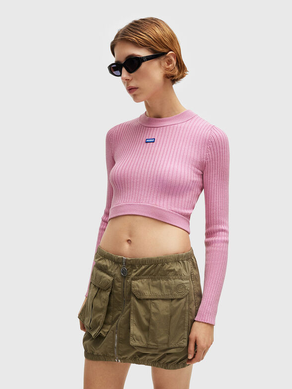 Cropped viscose blend sweater - 1