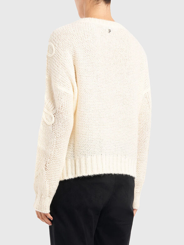 Oversized crew neck sweater with embroidery - 2