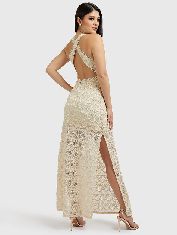 LIZA long lace dress in beige colour brand GUESS  Globalbrandsstore.com/en