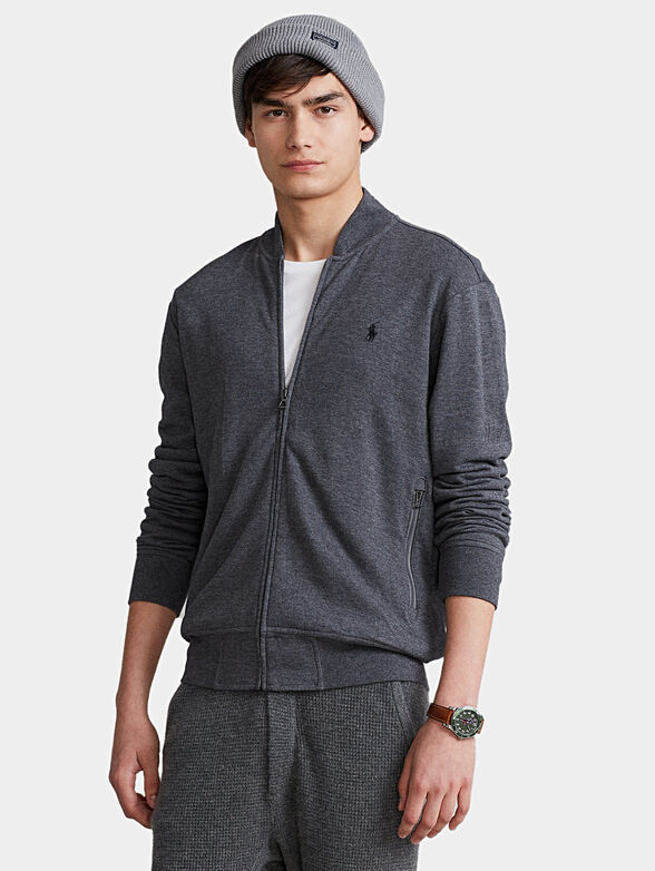 Grey sweatshirt with zip - 1