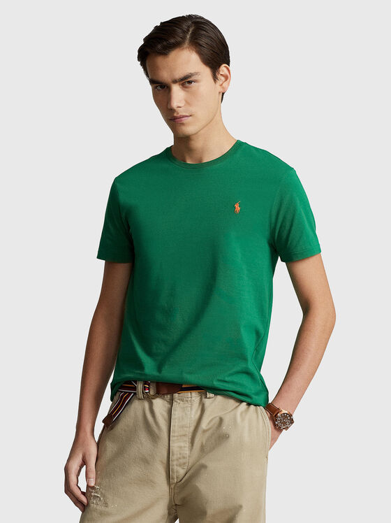 Памучна тениска в зелен цвят - 1