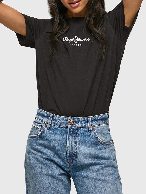 CAMILA black T-shirt with logo print - 1