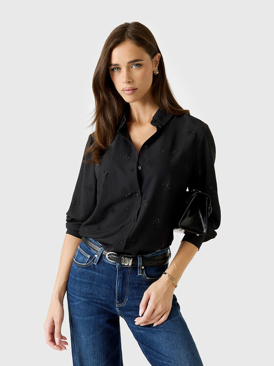 Long sleeved shirt with 4G logo rhinestones - 1