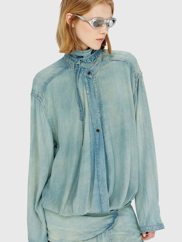 Oversize denim shirt dress - 4