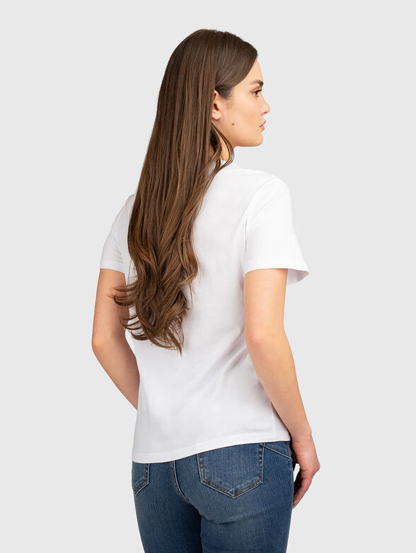 Cotton T-shirt with appliqued rhinestones - 3