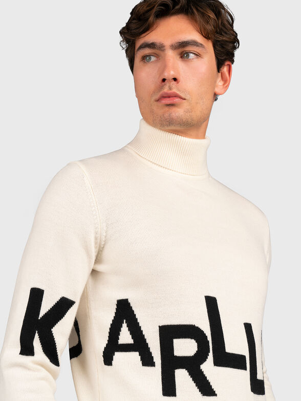 Wool turtleneck sweater with logo detail - 3