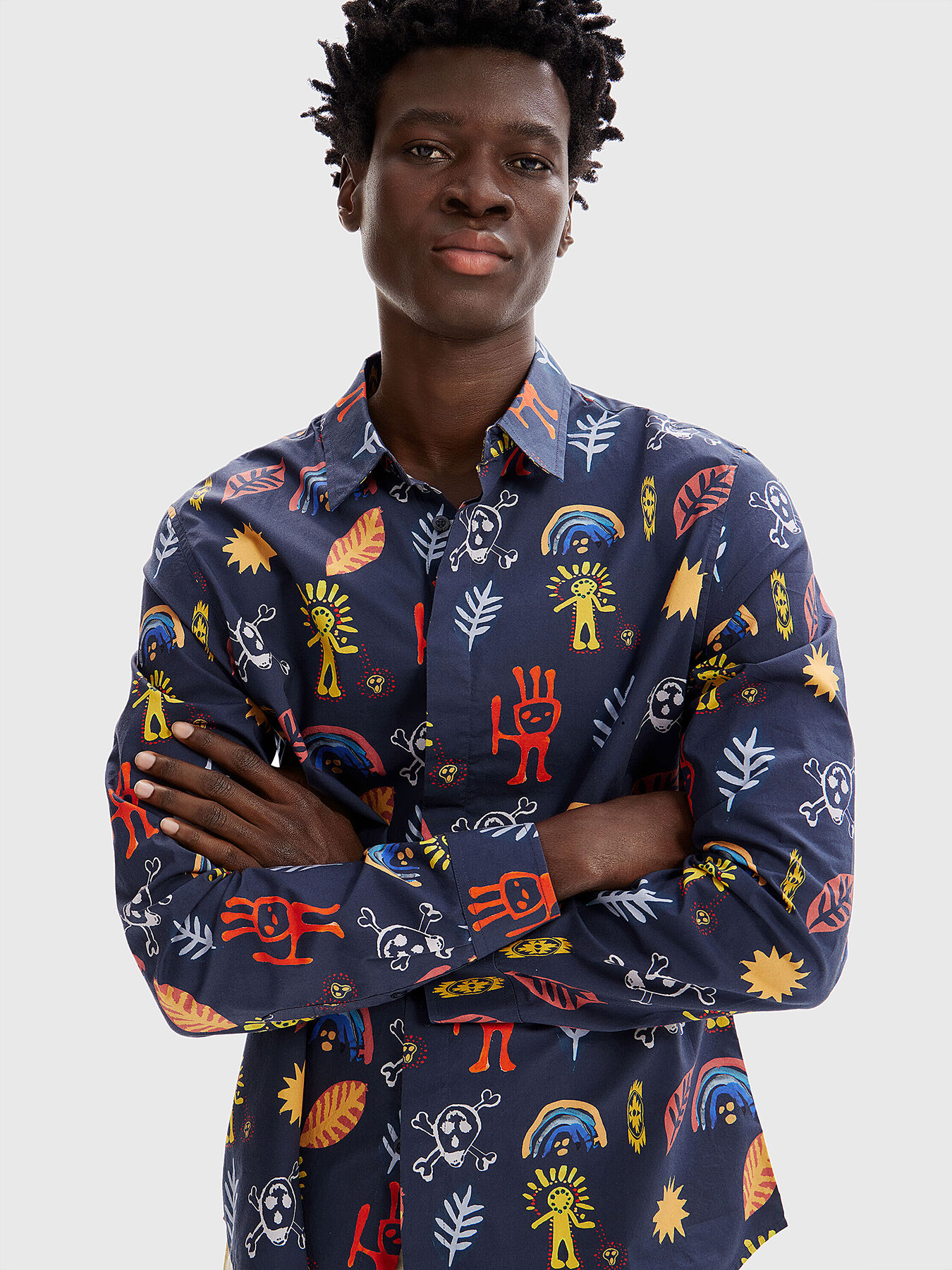 【新品】Desigual カラフルアロハ風クロップドシャツ・L・稀少 Multicolor cotton shirt brand DESIGUAL — Globalbrandsstore