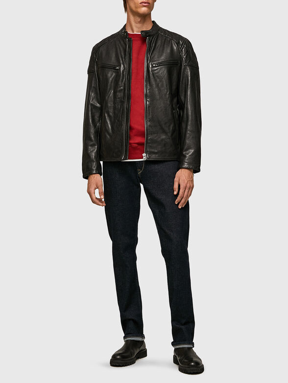JAYSON leather jacket with zipper and pockets - 2