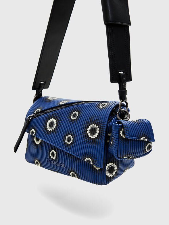 Dark blue crossbody bag with floral print - 5
