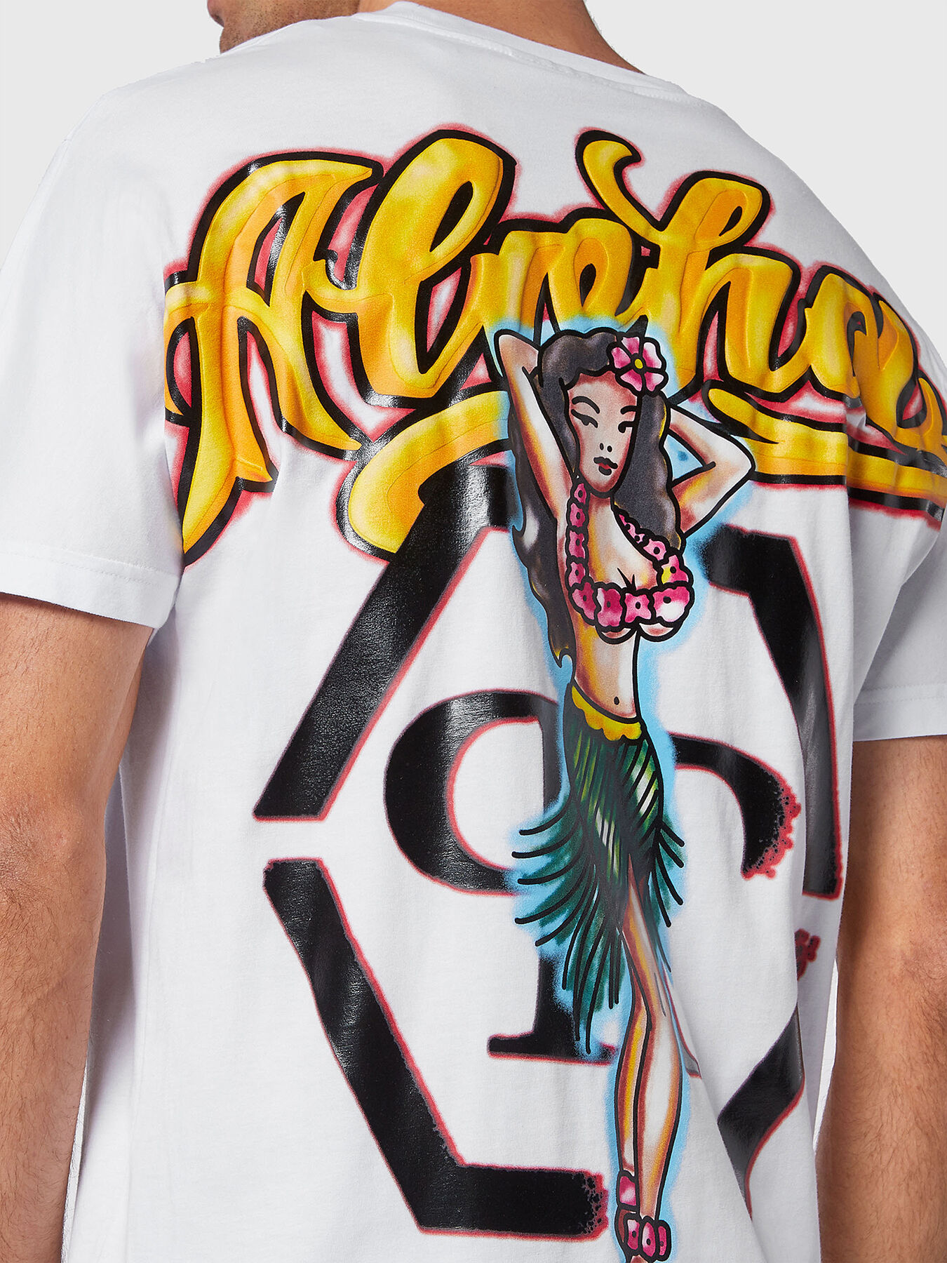 HAWAII black cotton T-shirt with print brand PHILIPP PLEIN