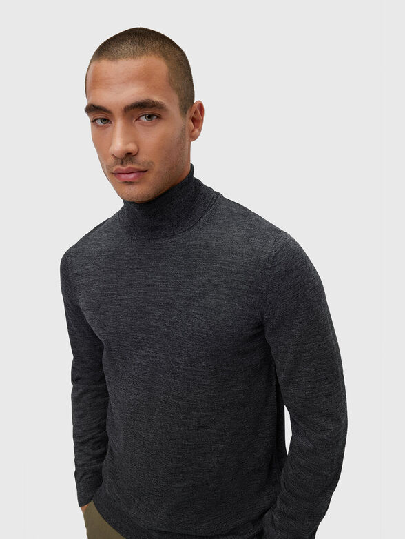 MUSSO-P polo neck slim sweater in gray color - 4