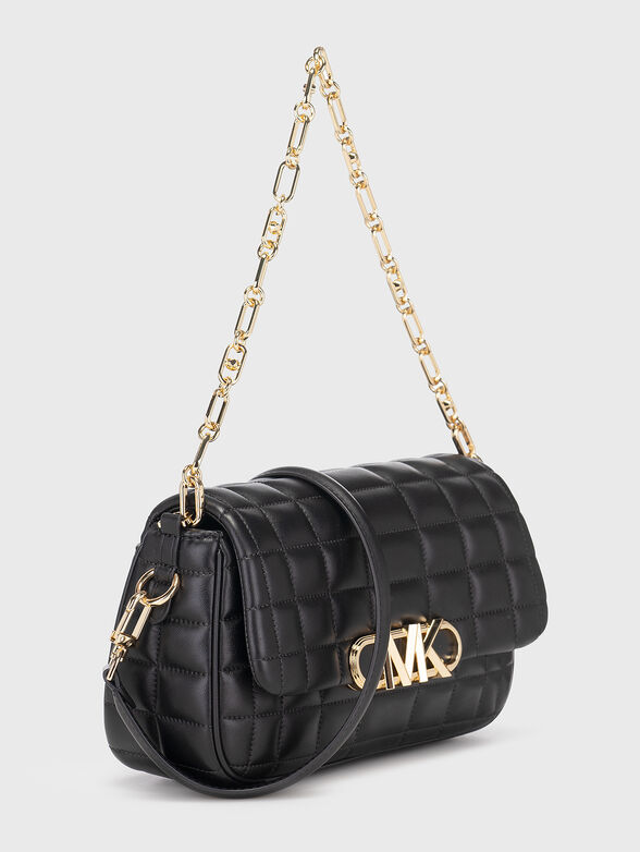 Black leather bag with quilted effect - 3