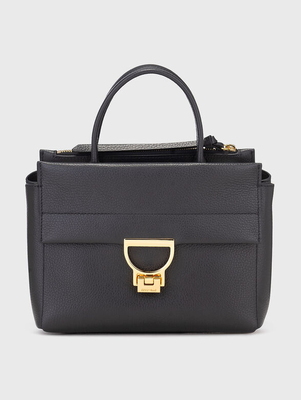 Leather bag with a grainy effect and gold details - 1