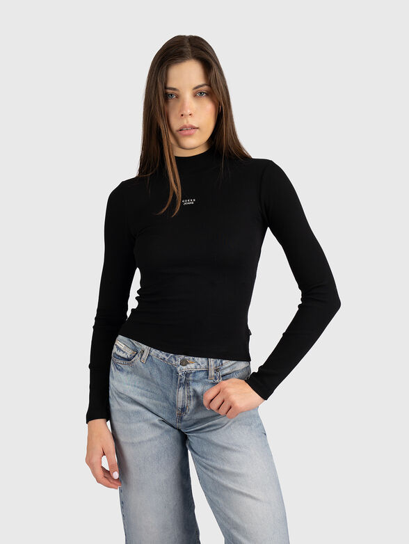 Black blouse with a polo collar  - 1