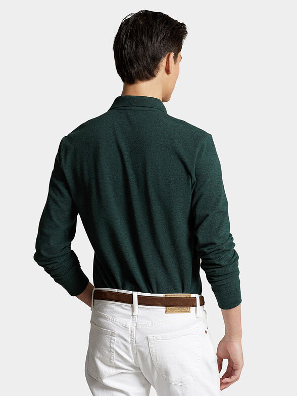 Dark green Polo-shirt with long sleeves - 2