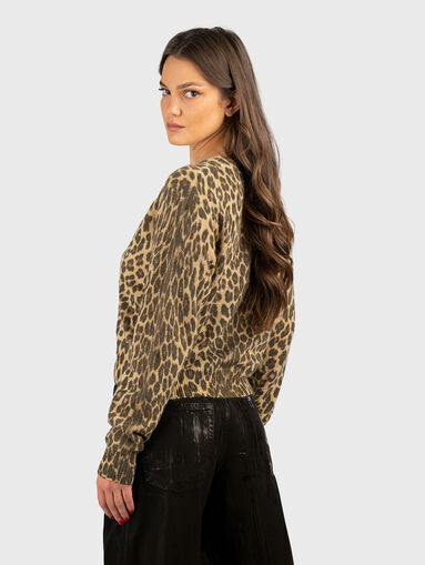 Wool blend cardigan with animal print - 3