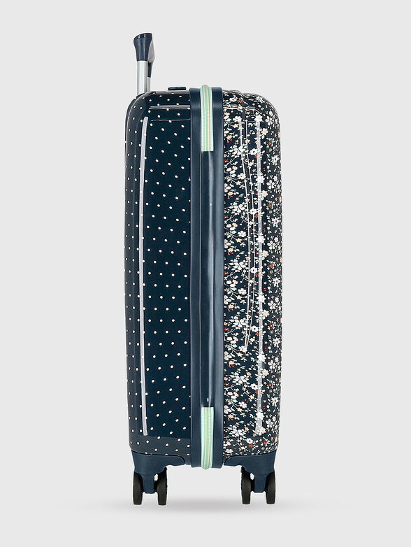 Navy blue suitcase with floral print - 3